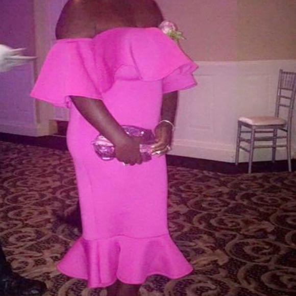 Fuschia Pink Mermaid Formal Wedding Guest Dress - Picture 1 of 2